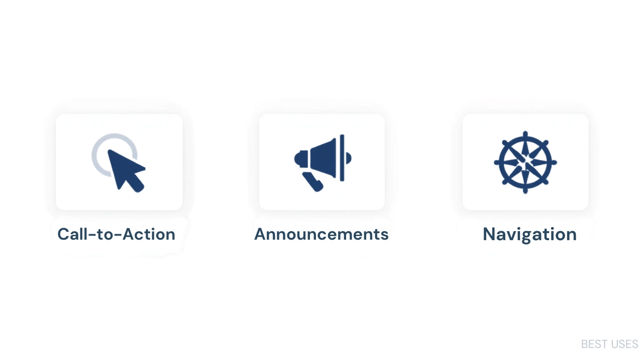 Three icons showing the best uses for underlined text